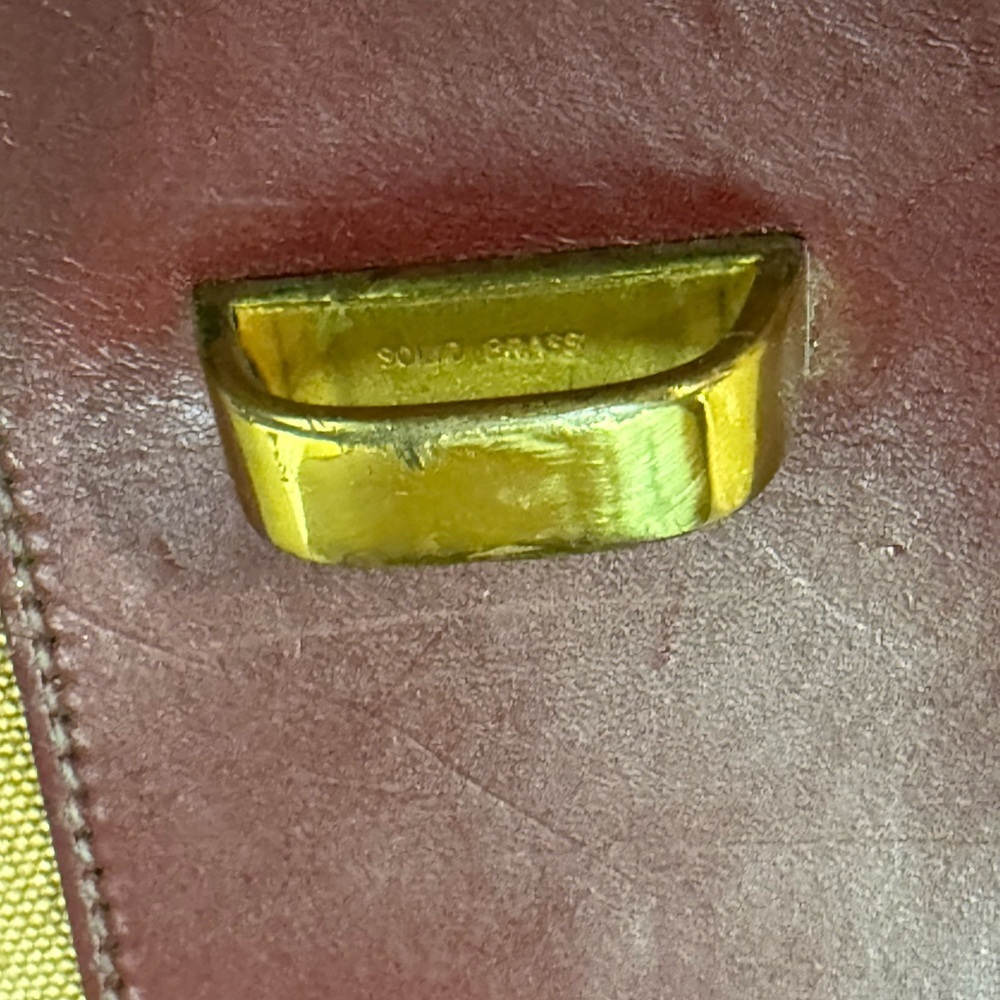 VTG Dooney And Bourke Equestrian Beige Canvas Red Leather Green Label Briefcase - Picture 9 of 16